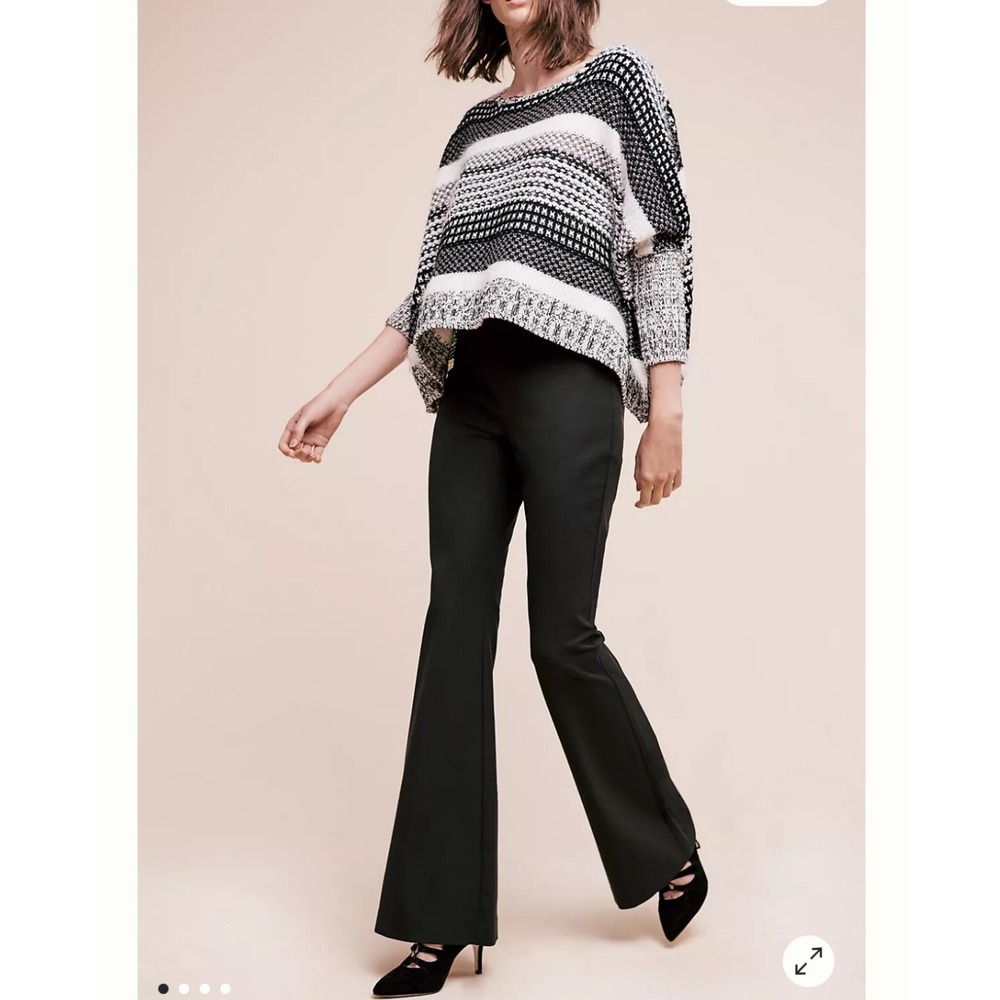 Anthropologie Black Pull On High Rise Flare Pants Sz M NWT Trousers Capsule Y2K